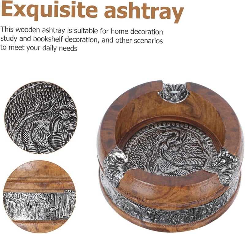 صينية رماد فيل من خشب المانجو العتيق، قطعة ديكور فريدة للمنزل والمكتب لحمل السخام - Image 4